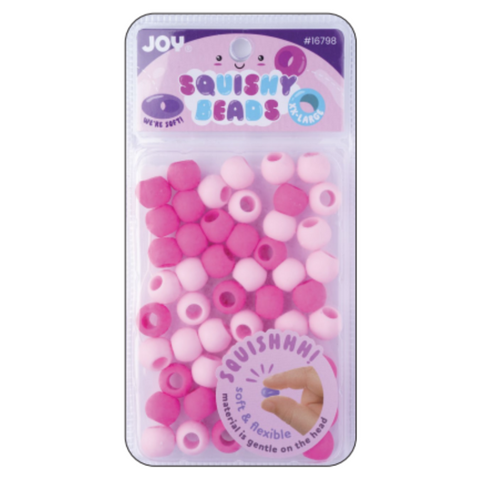 Joy Round Squishy Beads XXL size in pink mix, soft and flexible beads for playful and gentle crafting or sensory use.
