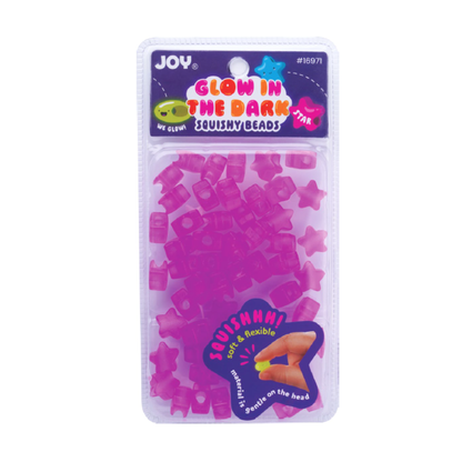 Joy Star Squishy Beads Large Package, 60 Pieces, Glow-In-The-Dark Purple