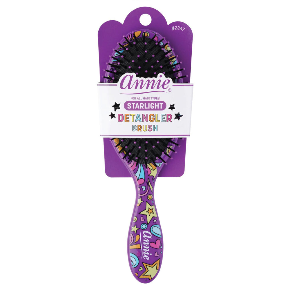 Annie Detangling Round Paddle Brush Purple Starlight Brushes Annie International   