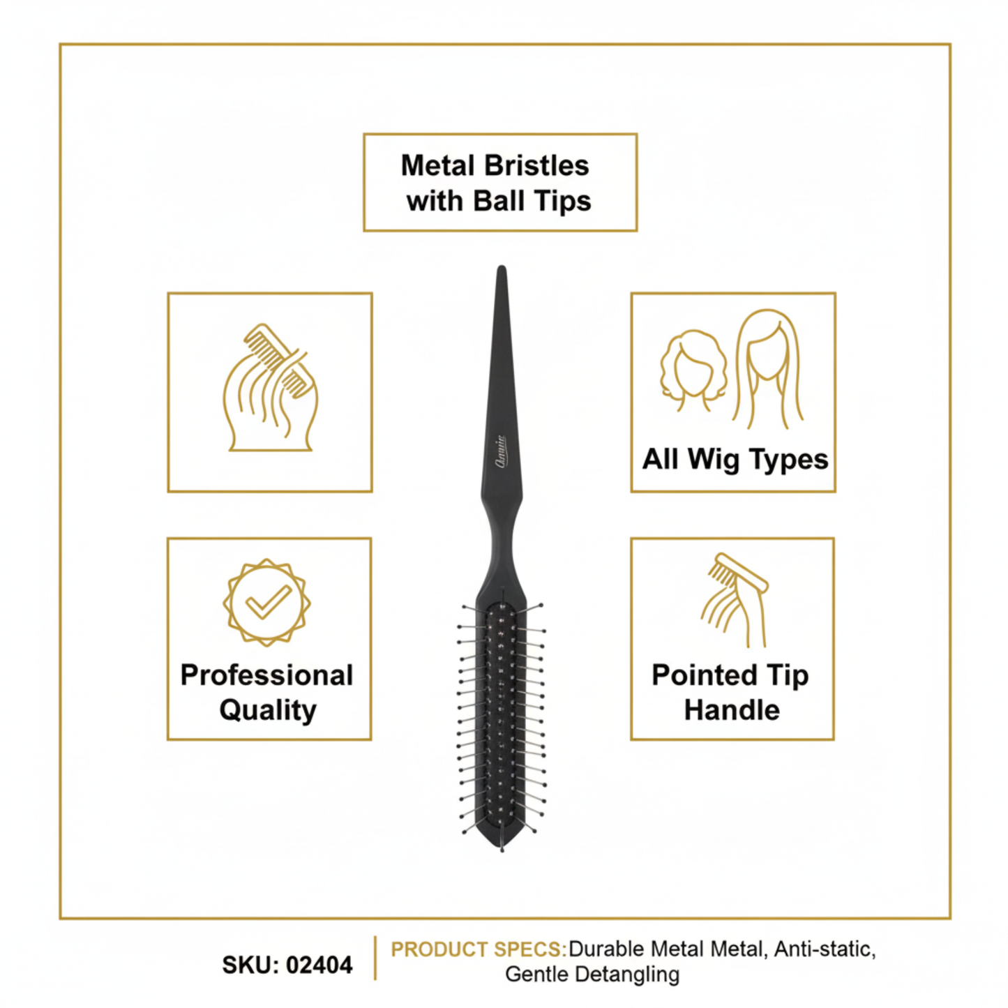 Annie Metal Wig Brush W/ Ball Tips
