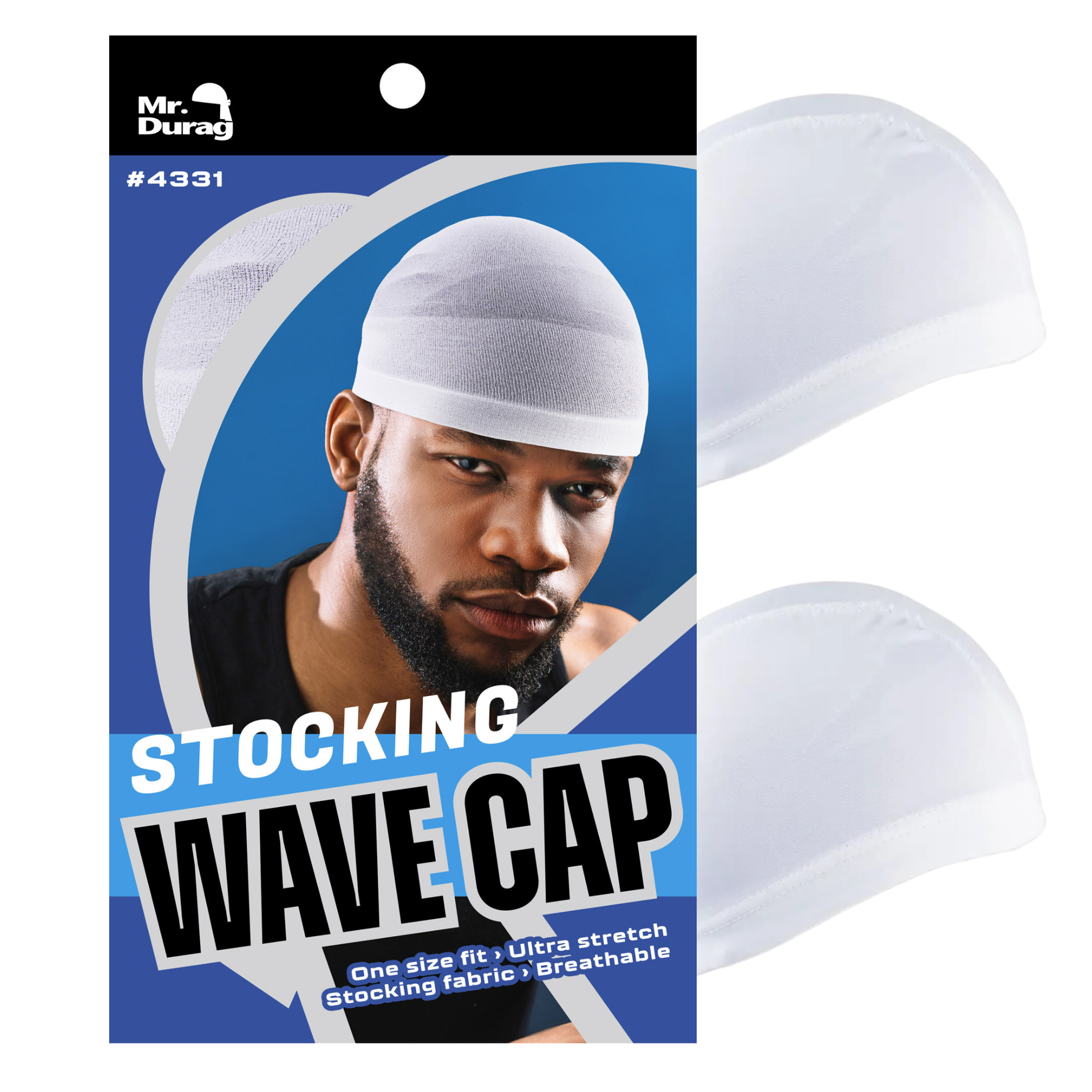 Mr. Durag Stocking Wave Cap White 2ct | 360 Waves | One Size Fits
