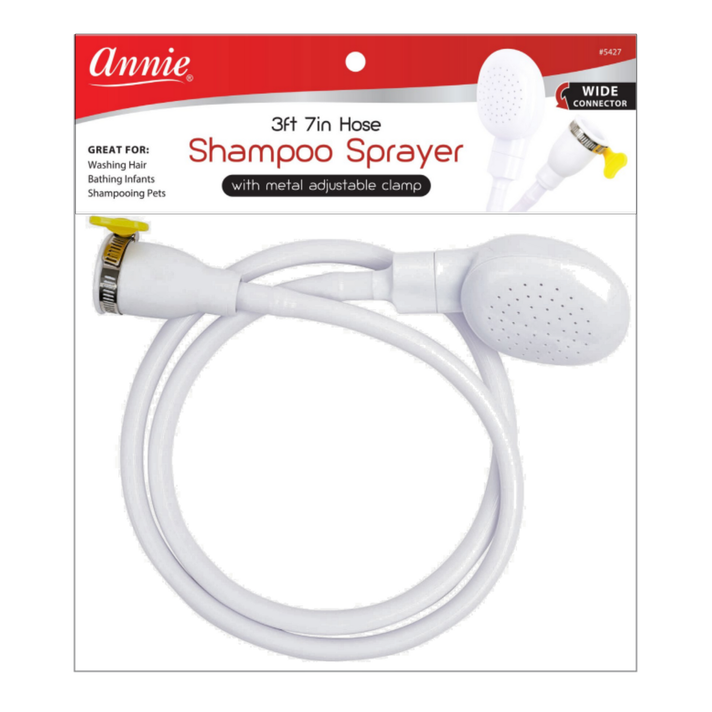Shampoo sprayer with hose on Annie packaging