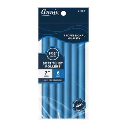 Annie Soft Twist Rollers 9/16 Inch, 6 Count, Blue