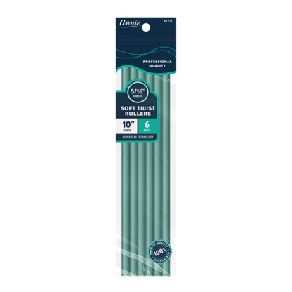 Annie Soft Twist Rollers 5/16 Inch, 6 Count, Green