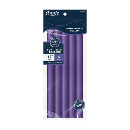 Annie Soft Twist Rollers 3/4 Inch, 10 Count Value Pack, Purple