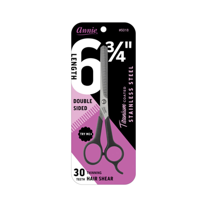 Annie Stainless Steel 2-Sided Thinning Shears 6.75 Inch, 1 Count, Black