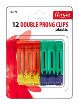 Annie Double Prong Clips 12Ct Asst Color