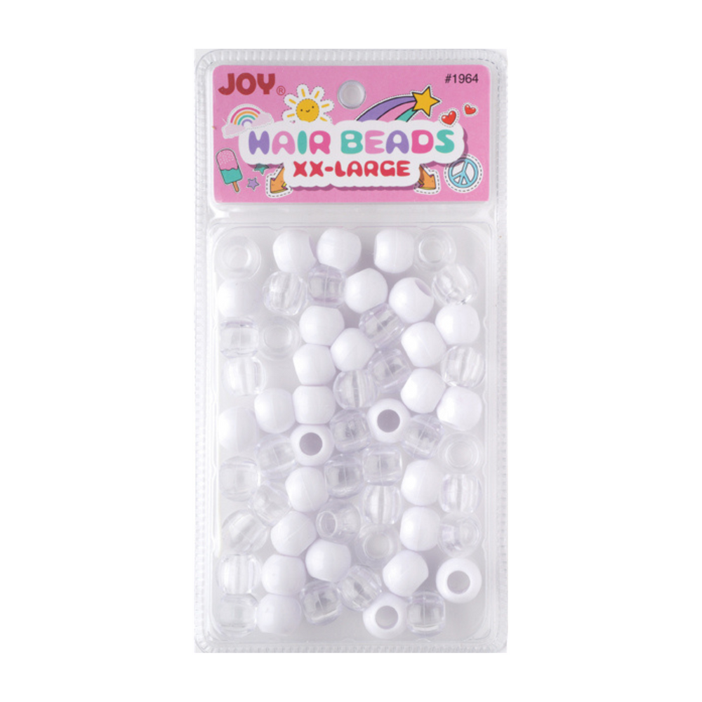 Joy Round Plastic Beads XX-Large White, Clear