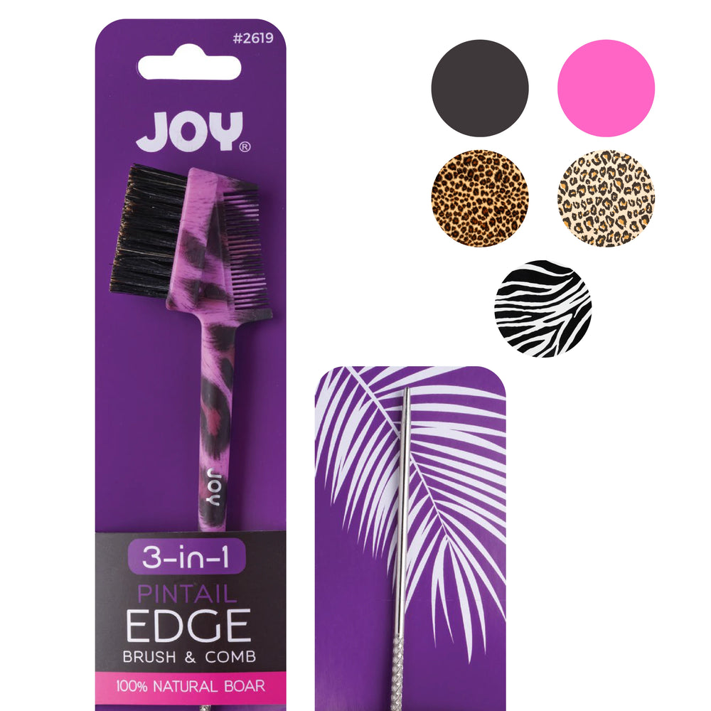 Joy 3 in 1 Pintail Edge Brush Boar Bristle Animal Asst. Annie