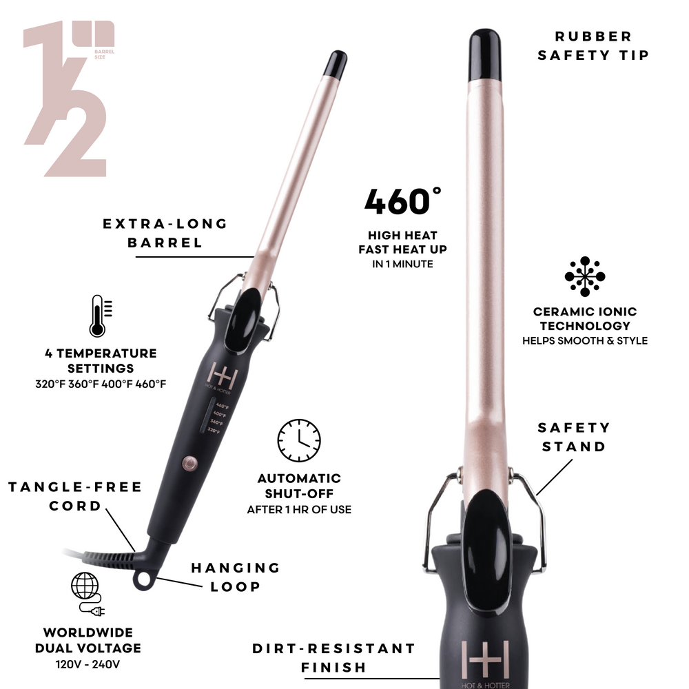 
                  
                    Load image into Gallery viewer, Hot &amp;amp; Hotter Extra Long Ceramic Tourmaline Curling Iron 1/2 Inch Black
                  
                