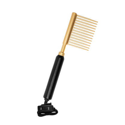 Hot & Hotter Ceramic Hot Rake Comb & Pik, 1 Count, Hair Straightener, Gold