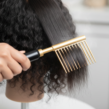 Hot & Hotter Ceramic Hot Rake Comb & Pik, 1 Count, Hair Straightener, Gold