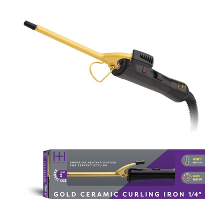 Hot & Hotter Gold Ceramic Electric Curling Iron 1/4in, 1