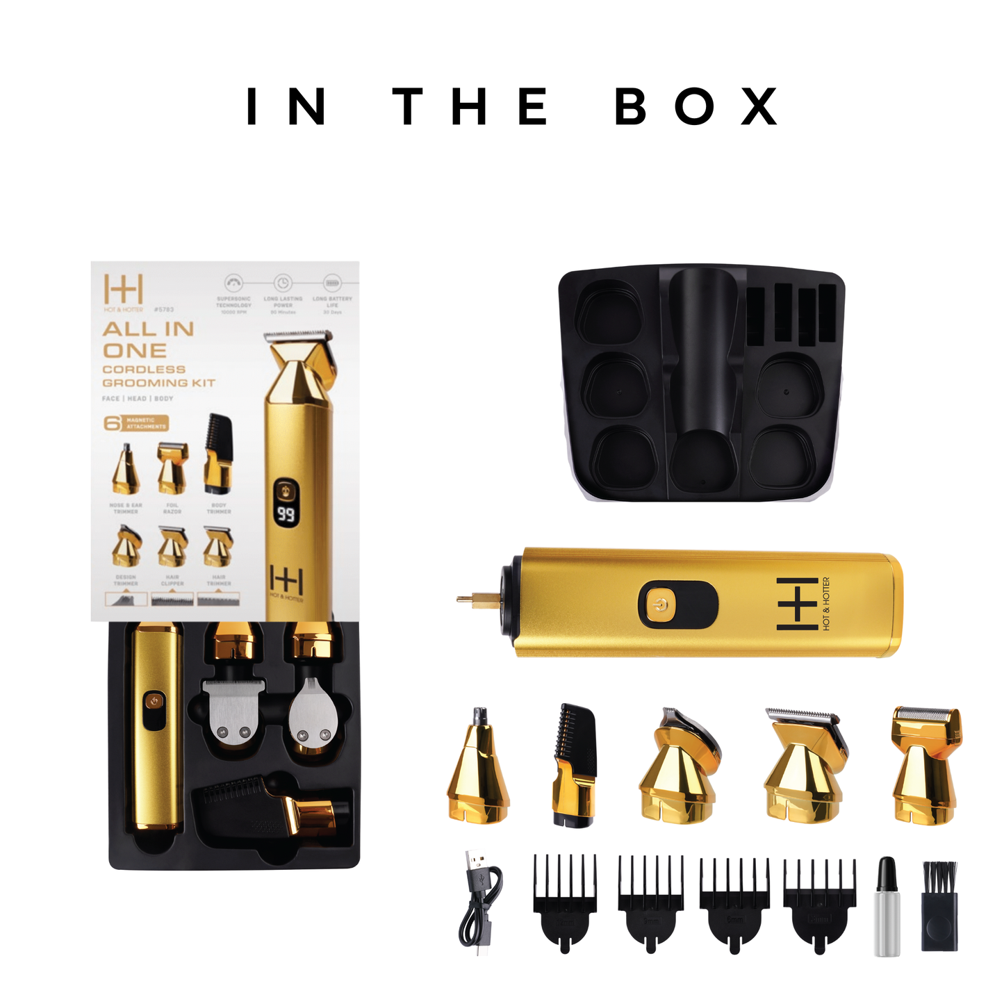 Hot & Hotter All-In-One Cordless Grooming Trimmer Kit, Gold