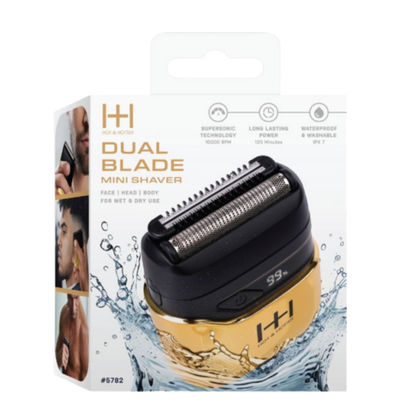 Hot & Hotter Dual Blade Mini Shaver, 1 Count Foil Electric Razor, Gold