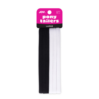 Joy Soft Ponytailers Large 6 Count black and white gentle kids' hair ties soft and durable styling accessory