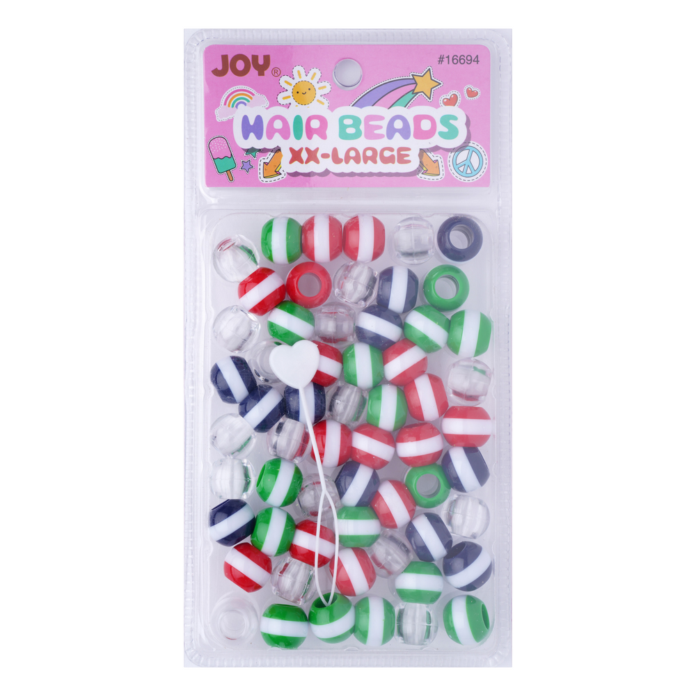 Joy Round Beads XXLarge Size Large pkg Asst. Stripe Clear Mix