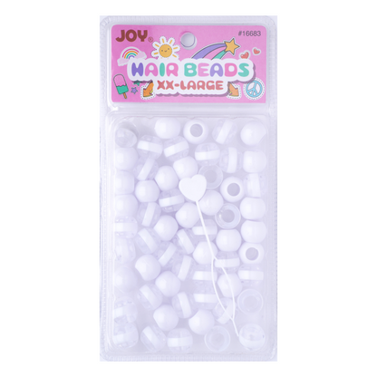 Joy Round Beads XXLarge Size Large pkg White Stripe White Mix for trendy braids and unique style accessories.