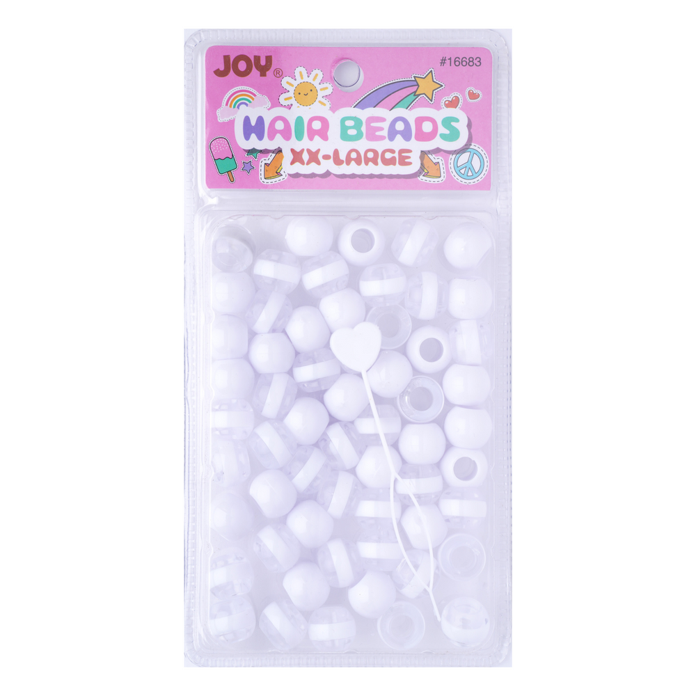 Joy Round Beads XXLarge Size Large pkg White Stripe White Mix