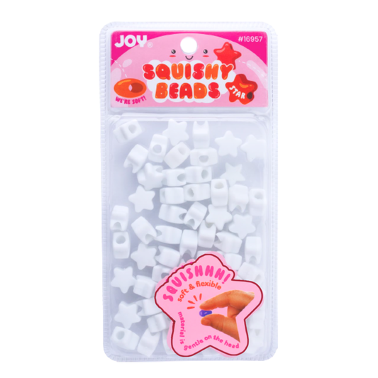 Large pack of 60 white star-shaped soft squishy beads for hair braids and loc accessories with flexible material