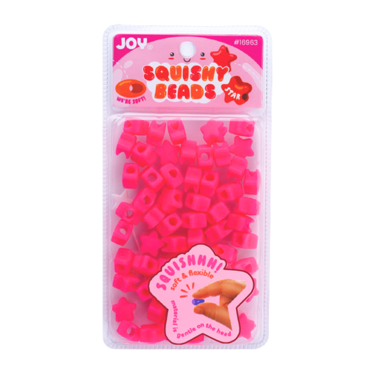 Package of 60 large red star-shaped soft and flexible squishy beads for braids and locs hair accessories