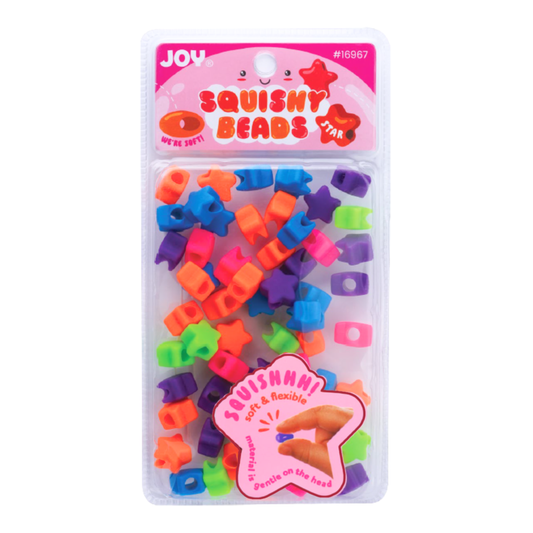 60-piece assortment of colorful star-shaped soft squishy beads for flexible styling of braids and locs