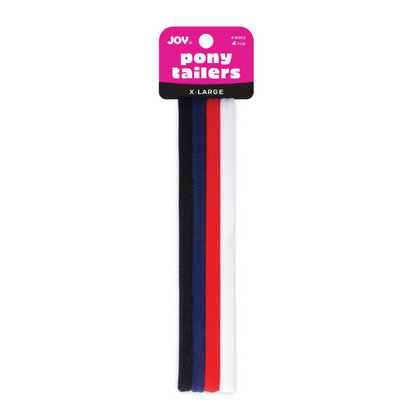 Joy Soft Ponytailers X-Large gentle kids' hair ties in assorted colors, durable and soft for all hair types.