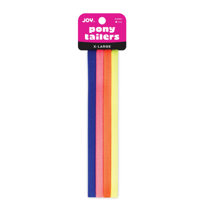 Joy Soft Ponytailers X-Large, 4 count neon kids' hair ties, soft, stretchy, and gentle on all hair types