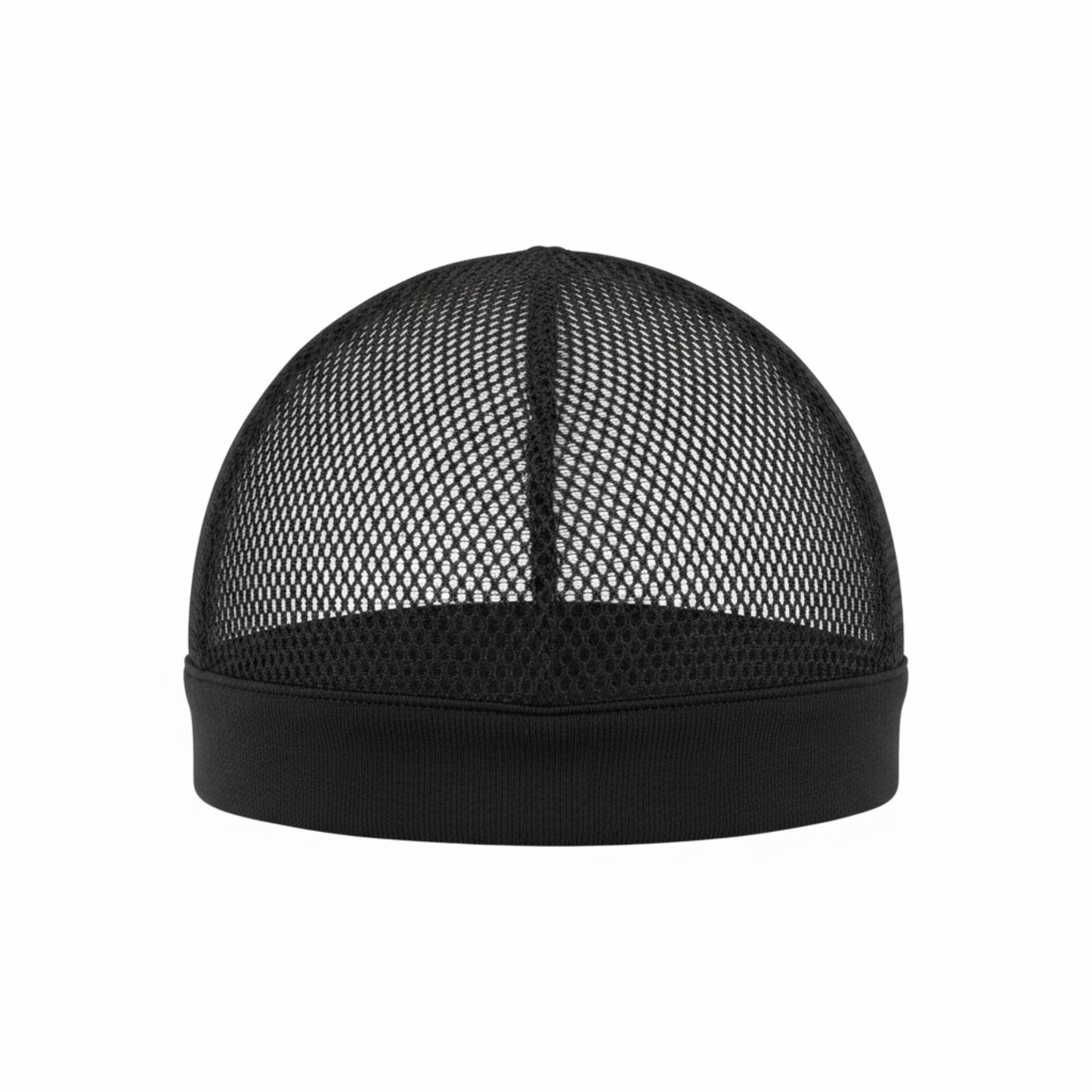 Mr. Durag Mesh Dome Cap, 1 Count, Black shown with breathable mesh material and stretchable band, designed to provide lightweight, comfortable fit ideal for wave training and hair protection.