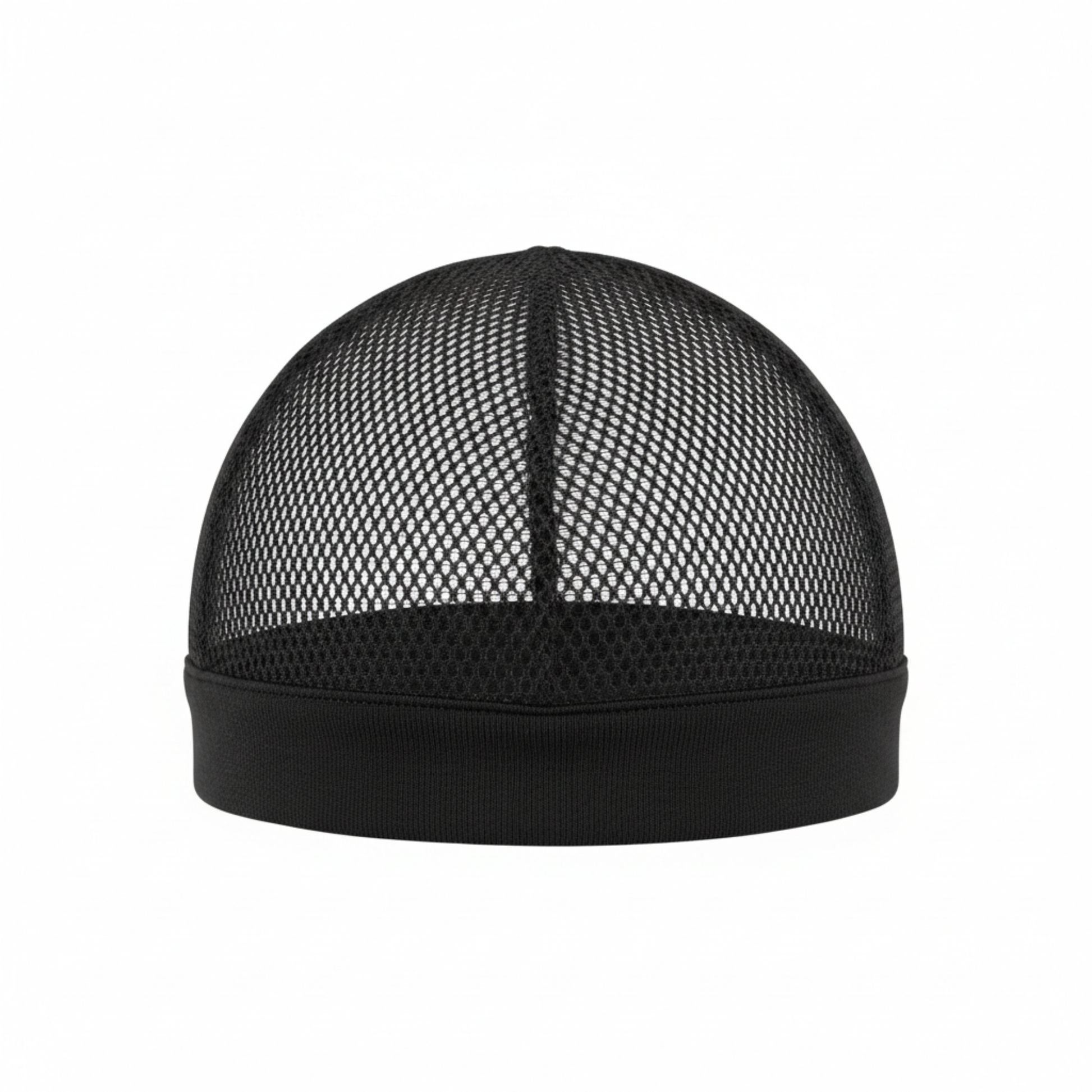 Mr. Durag Mesh Dome Cap, 1 Count, Black shown with breathable mesh material and stretchable band, designed to provide lightweight, comfortable fit ideal for wave training and hair protection.