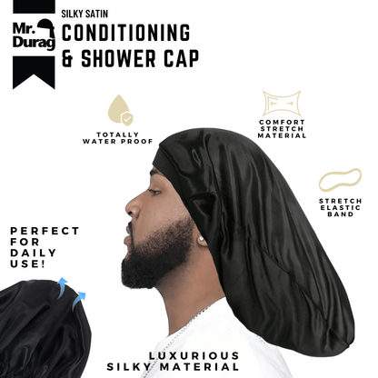 Mr. Durag Shower & Conditioning Cap Braid , 1 Count, Black