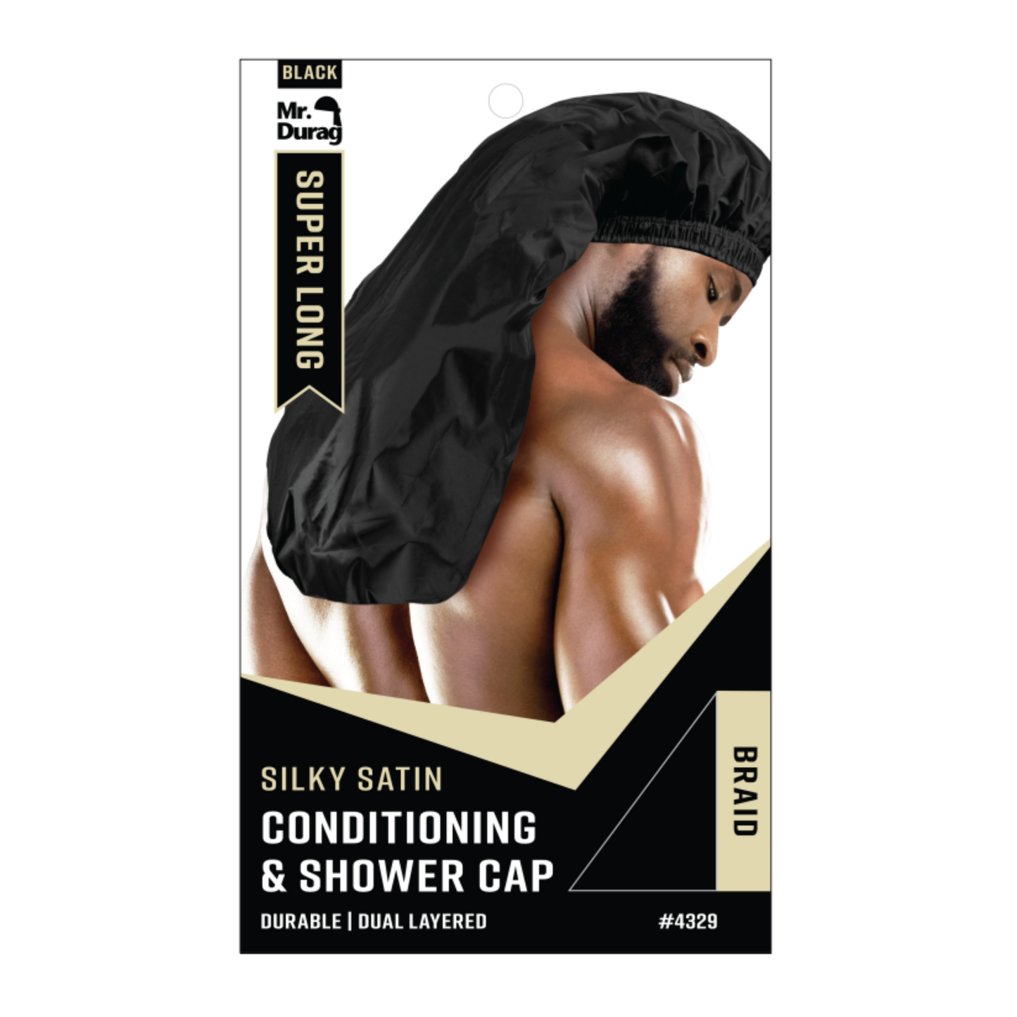 Mr. Durag Shower & Conditioning Cap Braid , 1 Count, Black