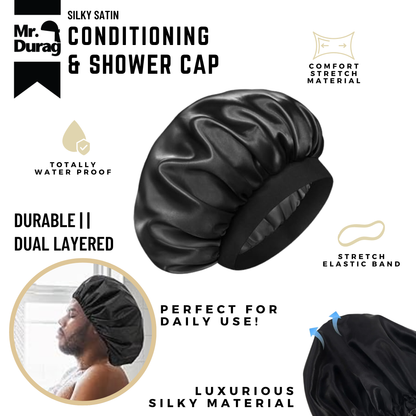 Mr. Durag Shower & Conditioning Cap XL, 1 Count, Black