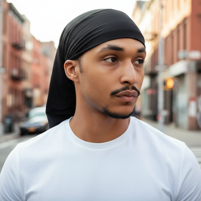Mr. Durag Silky Satin Strap Day & Night Braid Cap, Black