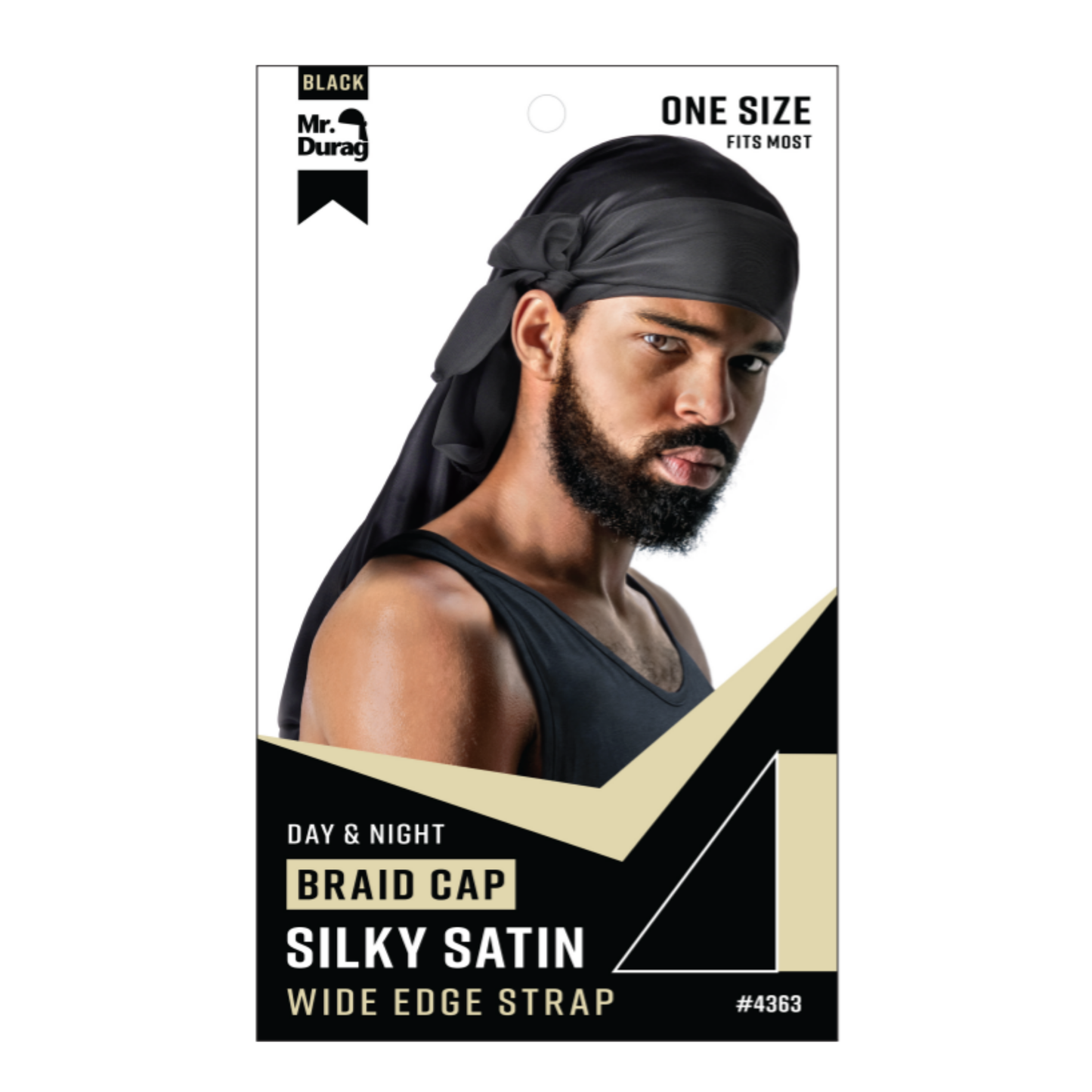 Mr. Durag Silky Satin Strap Day & Night Braid Cap, Black