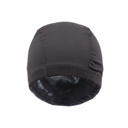 Mr. Durag Spandex Dome Cap, 1 Count, Black featuring a smooth, stretchy fabric designed for a comfortable fit and breathable support, perfect for wave training and styling.