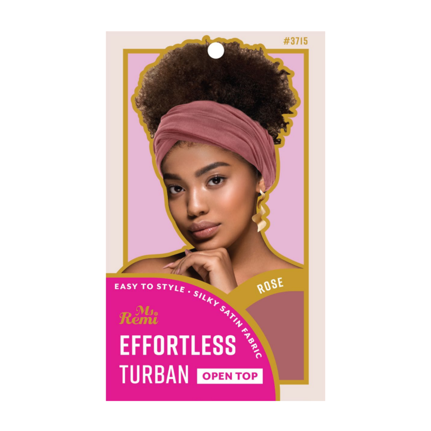 Ms. Remi Effortless Turban Scarf Open Top, Rose & Pink