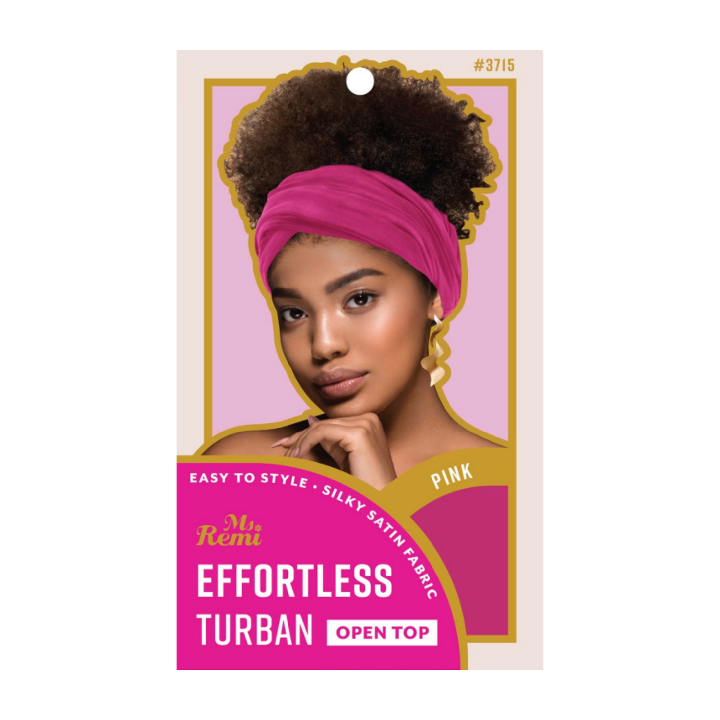 Ms. Remi Effortless Turban Scarf Open Top, Rose & Pink