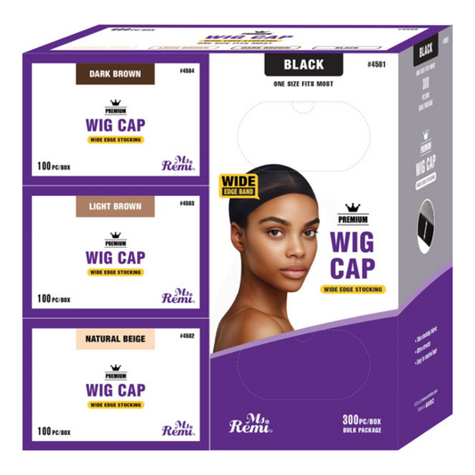 Ms. Remi Wig Caps Display, 600 Count Bulk Stocking Caps, Black