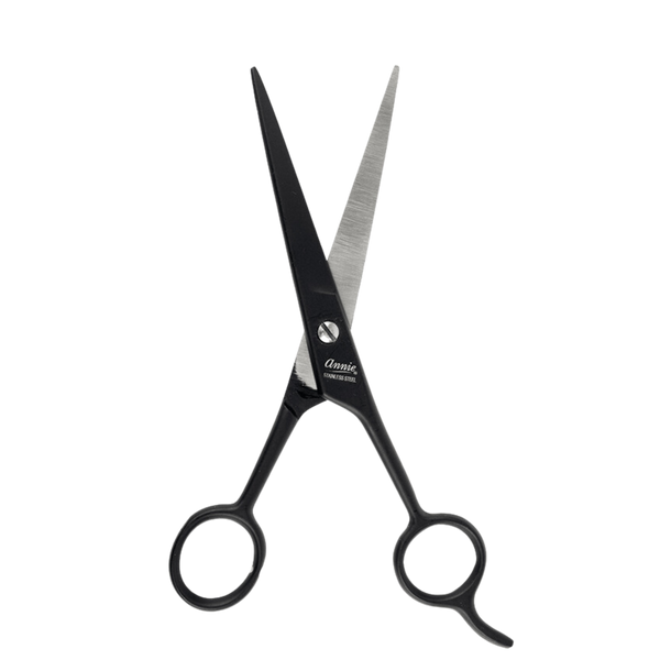 Annie Stainless Steel Straight Hair Shears 7.5 Matte Black with premium sharp blades for precise cutting every time