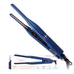 Blue Hot & Hotter 3/10 inch Nano Titanium digital pencil flat iron with 460°F display and ergonomic handle design