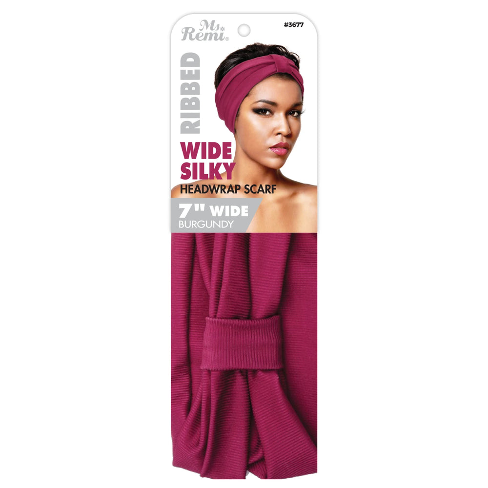 Ms. Remi Wide Silky Headwrap Scarf Ribbed Color Assorted Scarves Ms. Remi   