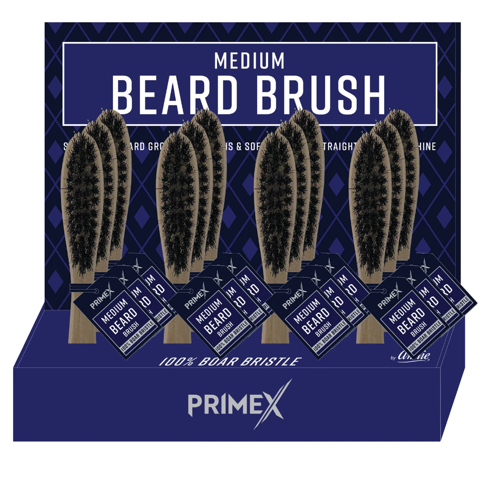 PrimeX Wooden Beard Brush Medium 12ct Display Brush PrimeX   