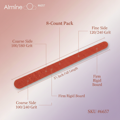Almine Emery Boards 5 3/4 Inch, 8 Count, Red