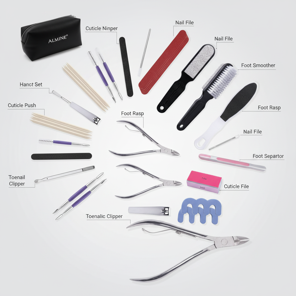 Almine Pedicure Set with Travel Bag, 20 Pieces