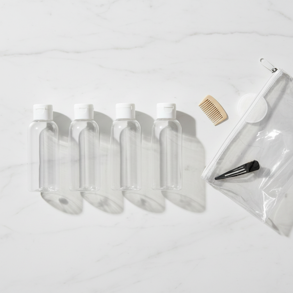 Almine Travel Bottles Set with Bag 3oz, 4 Count, Clear