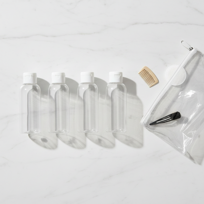 Almine Travel Bottles Set with Bag 3oz, 4 Count, Clear
