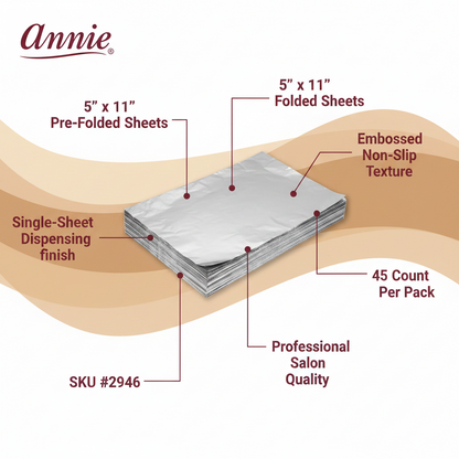 Annie Aluminum Hair Coloring Salon Foil Sheets, 45 Count, Silver