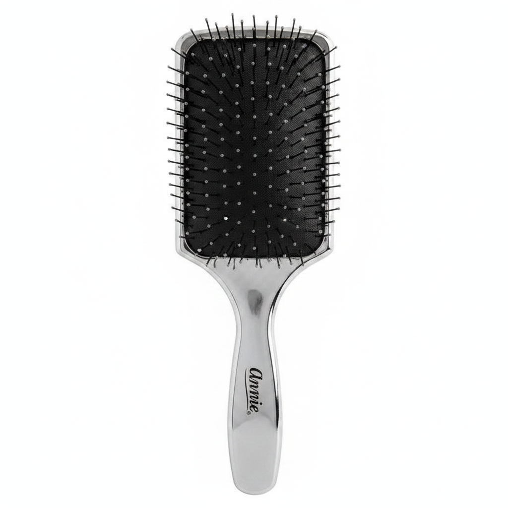 Cepillo de paleta Annie Wet & Dry Cushion con cerdas de nylon, 1 unidad, plateado