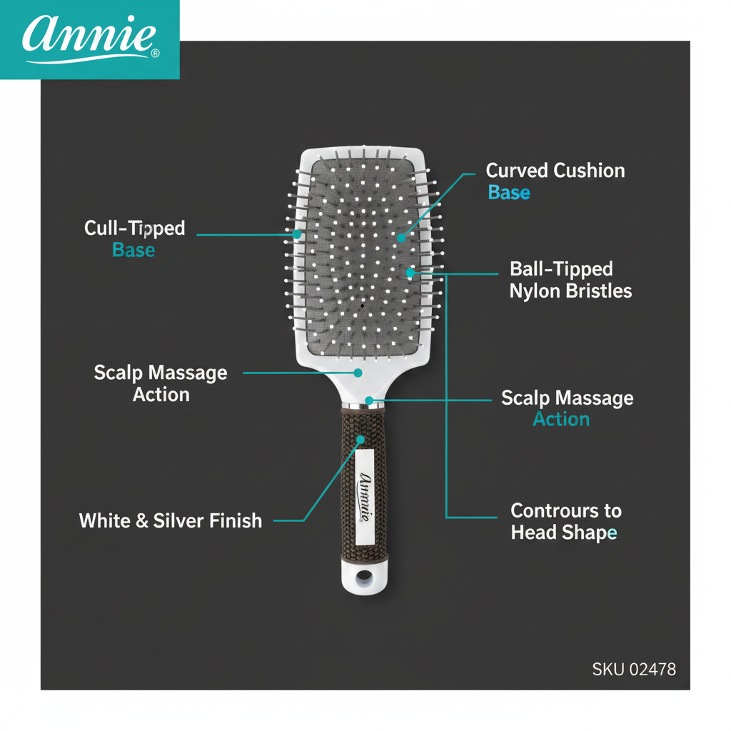 Annie Cepillo Acolchado Curvo, 1 Unidad, Plateado